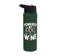 Powered By Wine with Glasses Cheers Stainless Steel Insulated Water Bottle