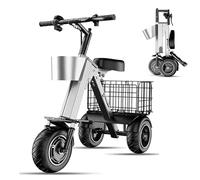 Powered Electric Scooter 3 Wheels Foldable Trike with Seat for Adults,Electric Scooter with Seat for Adults,with Reverse, Key Switch,3 Speeds, LED Display,Lightweight for Travel(B)