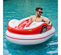 Powered Inflatable Pool Bumper Boat, Motorized Pool Float for Adults, Easy 360° Control, Durable Thickened PVC, 265lb Capacity, Electric Water Float for Summer Outdoor Fun Red-1battery