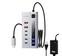 Powered USB C Hub USB Hub Powered Support 10Gbps Data & PD 45W Charging | PULWTOP Hub with 2USB-C 10Gbps, 2USB A 10Gbps Ports for iMac, MacBook Pro/Air,iPad, XPS Adapter Not Support Video