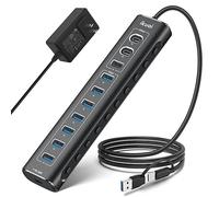 Powered USB Hub, 11-Port ikuai Hybrid USB 3.2/ USB C Hub with PD Charging Port and 60W Power Adapter, Aluminum USB Splitter Including 3 10Gbps Ports and 7 USB 3.0 Ports for PC, Laptop and More