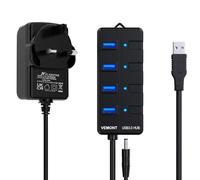 Powered USB Hub 3.0,VEMONT 5Gbps 4 ports USB Hub with 5V/3A Power Supply