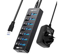 Powered USB Hub 3.0,VEMONT 7 Ports Multi USB Hub +1 USB Smart Charging Port
