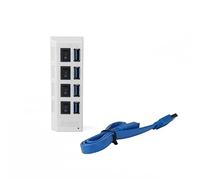 Powered USB Hub 4 Port USB Data Hub Aluminum USB Splitter With Power Adapter And On/Off LED Light