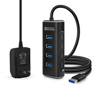 Powered USB Hub Rosonway 4 Ports USB 3.1 Gen 2 Hub 10Gbps with 3.3ft Data Cable, 5V/2A Power Adapter and Individual Switches, Aluminum USB 3.1/3.2 Hub Splitter for PC and Laptop, RSH-A104