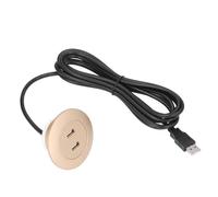 Powered USB Hub Socket Recessed, USB Power Strip Outlet with Power Supply, Dual USB Charging Ports Socket Mounted into Bed Desk Table Sofa (Gold)