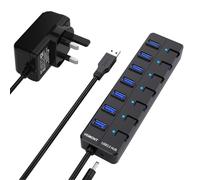 Powered USB Hub,VEMONT 7 ports SuperSpeed USB 3.0 Hub with Power Supply
