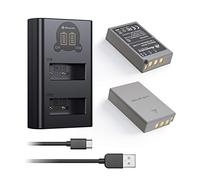 Powerextra 2 Pack Replacement BLS-50 Battery and Dual LCD Battery Charger Kit Compatible with Olympus BLS-5, BLS-50, PS-BLS5 and Olympus OM-D E-M10, Pen E-PL2, E-PL5, E-PL6, E-PL7, E-PM2, Stylus 1