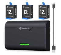 Powerextra Replacement Go Pro Hero 12/11/10/9 Battery 3 Pack 2250mAh,go pro hero 10 battery and 3-Channel Type-C/USB Quick Charger,Compatible for Go pro Hero 8/9/10 Camera(Comprehensive upgrade)