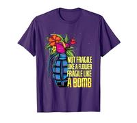 Powerfrau Not Fragile Like A Flower Fragile Like A Bomb T-Shirt, Men, Purple, 3X-Large