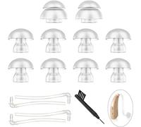 Powerful 15 Pack Hearing Aid Domes with Tubes, 12mm and 14mm Silicone Replacement Ear Tips, Hearing Aid Accessories with Cleaning Tool, Compatible with Most BTE Hearing Aids