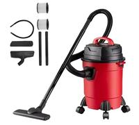 Powerful 1500W Wet & Dry Vacuum Cleaner, 15L Cylinder Vac for Home, Garage & Workshop, Compact Bagless Design with Reusable Filter & Floor Brush, Red/Black, Corded