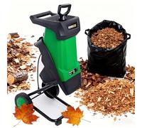 Powerful 2400W Electric Wood Chipper Garden Shredder with 50L Collector, 40mm Branch Cutting Capacity, Quiet Leaf Mulcher for Composting and Yard Waste, Portable Wheels for Easy Use