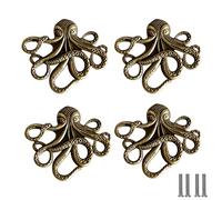 Powerful 4 Pcs Octopuc Drawer Knobs, Vintage Cabinet Knobs Drawer Handles with 8 Pcs Screw, for Dresser, Cabinet, Wardrobe, Cupboard, Bathroom, Office