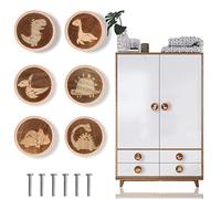 Powerful 6-Pack Dinosaur Handles,Wooden Animal Drawer Knobs - Perfect for Kids Dresser Knobs, Nursery Room Decor, Unique Cartoon Wood Cabinet Handles - 40MM/1.57" with 6 Pcs Screws