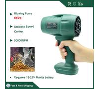 Powerful Air Blower Turbo Fan with Thrust 550g to Cleaning Fallen Leaves, Snow and Sand Requires 18V Makita Battery Black - No Battery