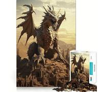 Powerful Ancient Dragon Jigsaws 1000 Pieces for Adults Brain Challenge Toy Peaceful Time Clear Cut Art Collectible (50x75cm)