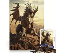 Powerful Ancient Dragon Jigsaws 1000 Pieces for Adults Brain Challenge Toy Peaceful Time Clear Cut Art Collectible (50x75cm)