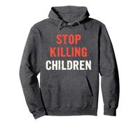 Powerful Awareness: Distressed Stop Killing Children Pullover Hoodie, Adult Unisex, Dark Heather Grey, XXL