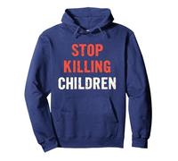Powerful Awareness: Distressed Stop Killing Children Pullover Hoodie, Adult Unisex, Navy, M