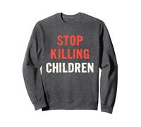 Powerful Awareness: Distressed Stop Killing Children Sweatshirt, Adult Unisex, Dark Heather Grey, M