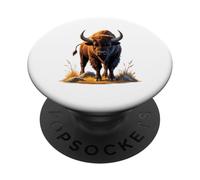 Powerful Bison Nature Illustration PopSockets Adhesive PopGrip