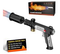 Powerful Blow Torch for Cooking, Sous Vide Propane Torch, Campfire Starter, Adjustable Flame Thrower Gun, Blowtorch for Searing Steak, Grill, BBQ and Charcoal Start (Tank Not Included)(Black,B)