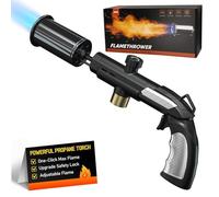Powerful Blow Torch for Cooking, Sous Vide Propane Torch, Campfire Starter, Adjustable Flame Thrower Gun, Blowtorch for Searing Steak, Grill, BBQ and Charcoal Start (Tank Not Included)(Black,A)