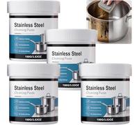 Powerful Burnt Residue Remover Paste for Cookware, Stainless Steel Pot and Pan Cleaner Scratch Remover Kit, Heavy Duty Degreaser for Oven Grill, Removes Black Stains Rust (4Pcs)