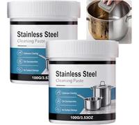 Powerful Burnt Residue Remover Paste for Cookware, Stainless Steel Pot and Pan Cleaner Scratch Remover Kit, Heavy Duty Degreaser for Oven Grill, Removes Black Stains Rust (2Pcs)