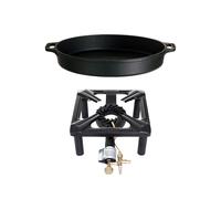 Powerful Camp Stove Set With Ignition Safety, Cast Iron Pan, 7.0 kW