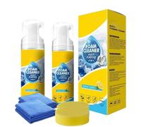 Powerful Car Interior Foam Cleaner with Microfiber Towel and Sponge, All-Purpose Rinse-Free Spray for Deep Cleaning Leather Seats, Dashboard and Fabric Upholstery, Effective Automotive Detail Kit
