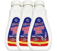 Powerful Caustic Soda Drain Cleaner(1125g) - 375g x 3 Bottles | Effective Clog Remover, Industrial Strength Formula, Fast Action
