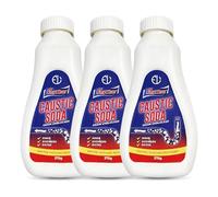 Powerful Caustic Soda Drain Cleaner | Effective Clog Remover, Industrial Strength Formula, Fast Action (3 X 375gm) (Packaging may vary)