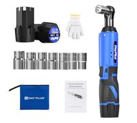 Powerful Cordless Ratchet Wrench Kit - 12V 3/8 Ratchet Wrench with Fast Charger, 2 * 1500 mAh Battery & 7* Socket SetIncluded - for Car Repair, Pipeline Maintenance, and DIY Projects