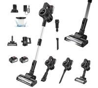 Powerful Cordless Vacuum Cleaner with LED, 2x1300mAh Rechargeable Battery, 15000PA Multifunction Stick Vacuums & Electric Brooms, 6-in-1Self-Standing Lightweight Handheld Upright Vacuum for All Floors