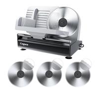 Powerful Deli Meat Slicer Machine, 200W Electric Food Slicer with 3 Types of 7.5" Stainless Steel Blades, Adjustable Thickness 0-15mm, for Meat, Cheese, Bread, Vegetables, Home Use
