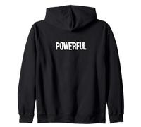 Powerful Distressed Text Men Women Strong Inspirational Zip Hoodie