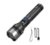 Powerful Flashlight Torch, Rechargeable, 1.57x6.61 inches Max Brightness Portable, Handheld Bright Light for Outdoor Fishing Home Camping Hiking Crisis Night Easy to Use Color Black