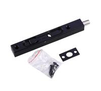 Powerful flush door bolt reversible security mechanism modifies the durable design of the French slide storm. Double locking device