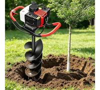 Powerful Gas Powered Post Hole Digger, 4-Stroke 199cc Earth Auger with 6-30cm Bits & 1200ml Fuel Tank for Efficient Fence, Garden, and Farm Use