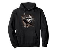 Powerful Gorilla Roar Breaking Through Wall Pullover Hoodie