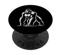 Powerful Gorilla Silverback Illustration Line Art Graphic PopSockets Adhesive PopGrip