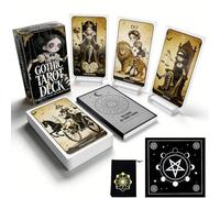 Powerful Gothic Tarot Cards for Beginners, 78 Tarot Cards Deck with Guide Book, Dark Surreal Tarot Deck with Velvet Cloth, Acrylic Stands and Storage Bag for Intuitive Reading