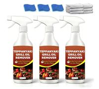 Powerful Grease Remover for Griddles, 300ml Heavy Duty Grill Cleaner Spray for Flat Top, BBQ, Oven & Iron Surfaces, Effectively Removes Stains, Black Marks, Burnt Residue & Heavy Grease (3pcs)