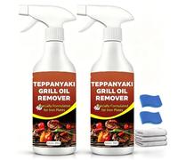 Powerful Grease Remover for Griddles, 300ml Heavy Duty Grill Cleaner Spray for Flat Top, BBQ, Oven & Iron Surfaces, Effectively Removes Stains, Black Marks, Burnt Residue & Heavy Grease (2pcs)
