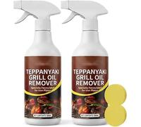 Powerful Grease Remover for Griddles, Fast-Acting Heavy-Duty Grill Degreaser Spray, Professional Oven Grill Cleaner, Heavy Duty Grease Remover for Grill Grates, Ovens, Kitchen, Outdoor 300ML (2PCS)