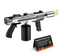 Powerful Grill Torch Gun, Adjustable Flamethrower | Blowtorch for BBQ, Camping, Charcoal Lighter & Fire Starter - Tank Not Included(Silver)