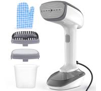 Powerful Handheld Fabric Steamer - 1800W with Fast Ceramic Heat-Up Plate, 2-in-1 Ironing & Wrinkle Remover, Steam Nozzle, Lint Brush - White, for US 120V Only