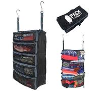 Powerful Hanging Backpack Organizer and Carry-On Organizer - Built In Hooks For Convenient Hanging - Holds More Than 4 Packing Cubes - Durable - Only 9oz - Designed In USA By PACK Gear. (Black and Blue)